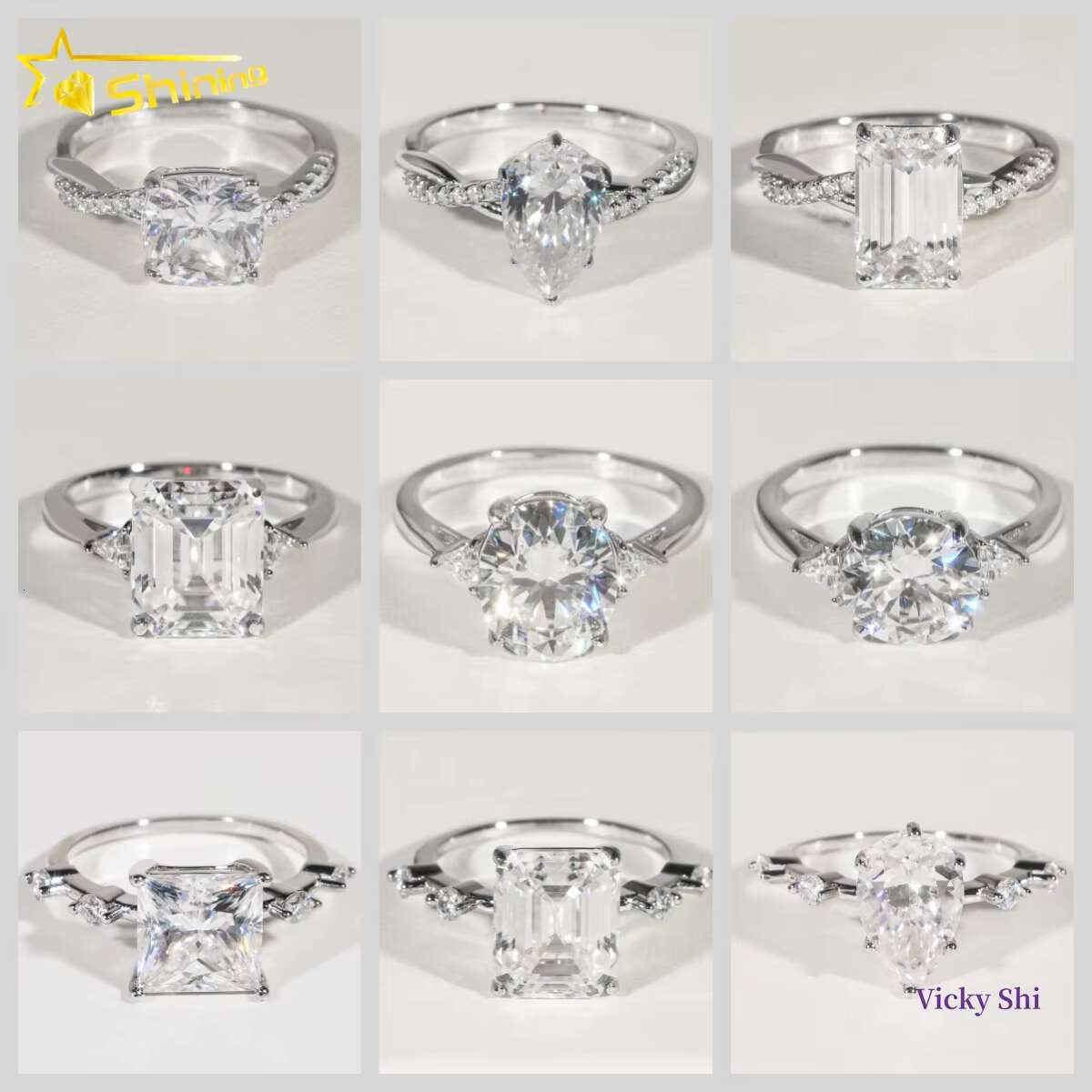 Fine Jewelry 925 Sterling Silver Engagement Rings VVS Fancy Cut Moissanite Diamond Ring Custom GRA Moissanite Ring For Women