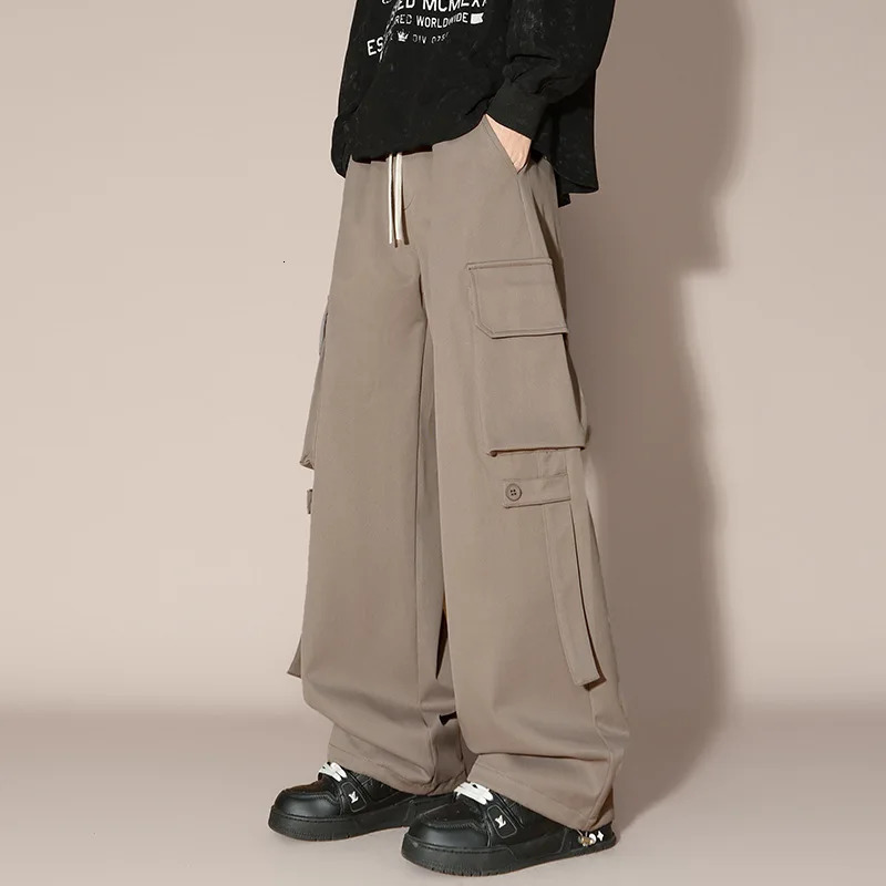 Mens work pants spring multi pocket casual loose straight mens highend clothing for runners 250327