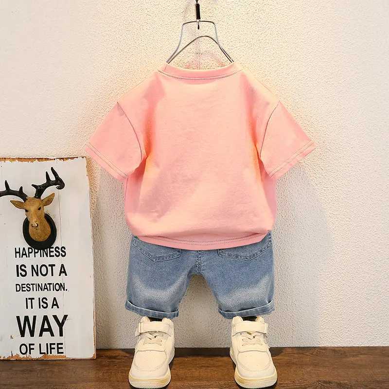 1-5 year new fashion summer baby clothing set childrens cotton shirt pants 2 pieces/set childrens baby clothing childrens track and field clothingT250