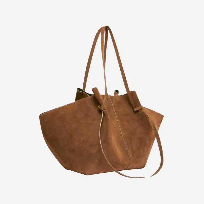 Vintage Suede Tote Bag For Women Large Capacity Shoulder Bags Maillard Autumn And Winter Lady Handbags Big Shopper Purses 2024