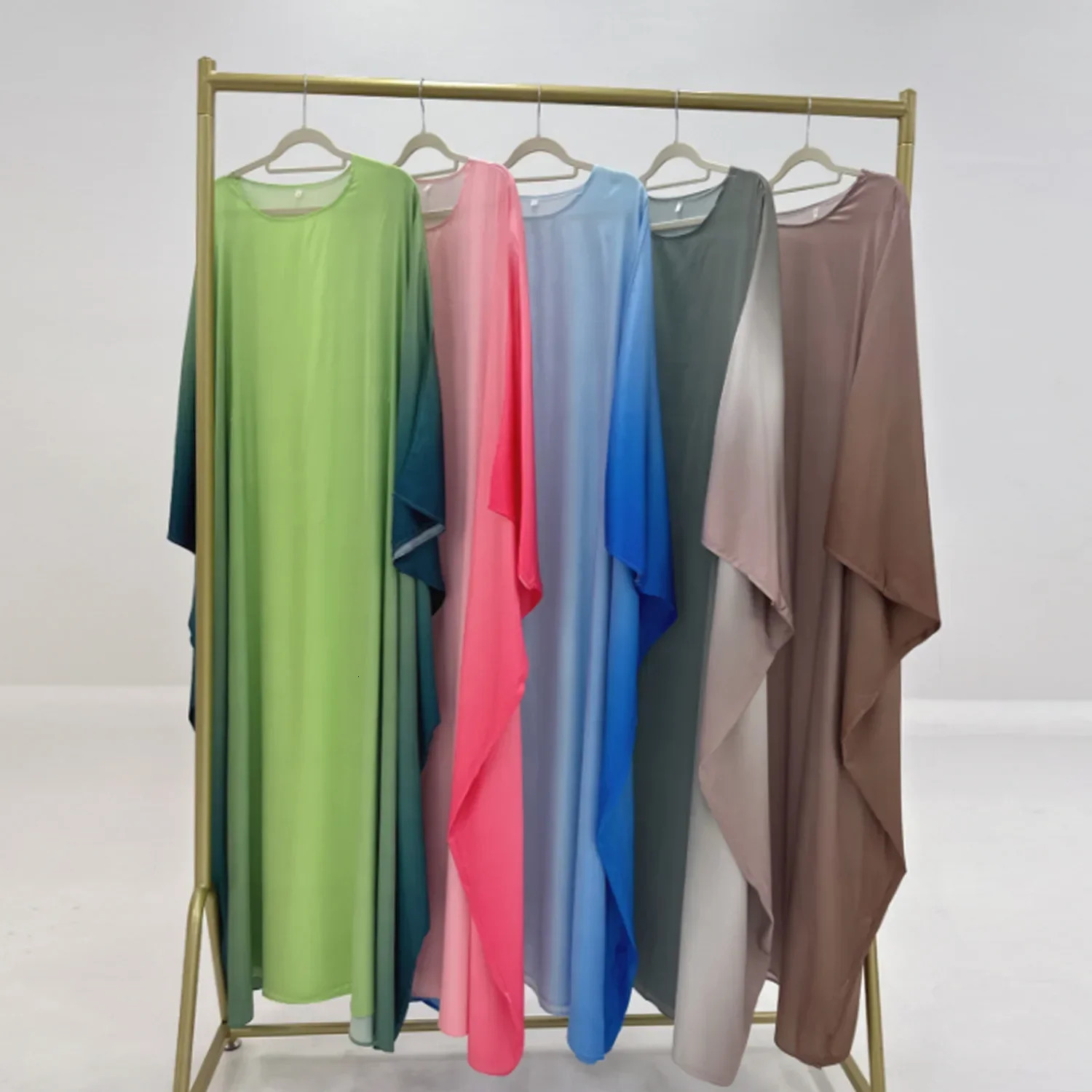 Womens Gradient Butterfly Ribbon Abaya Muslim Party Long Dress Abayas Dubai Slamic Clothing Eid al Fitr Ro 250326
