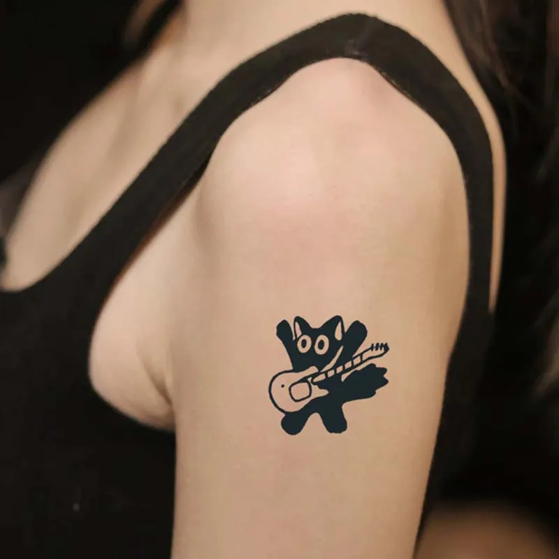 Interesting temporary cat tattoo stickers waterproof durable herbal for arms and spine 250325