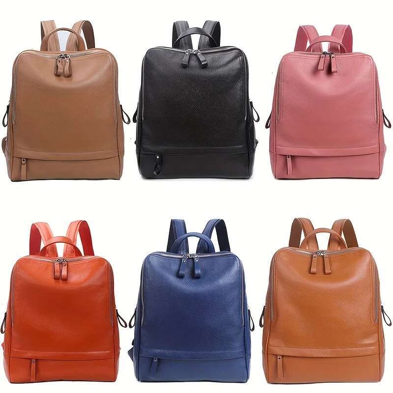 Genuine Leather Women's Fashion High Quality School Travel Backpack Bags Female Multifunctional Bag Pack