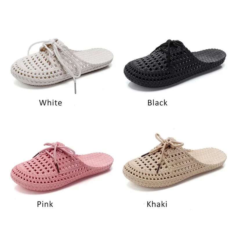 2025 Summer New Women's Slippers and Sandals Designer Fashionable Hollow Breathable Beach Shoes Laced Women's Slippers
