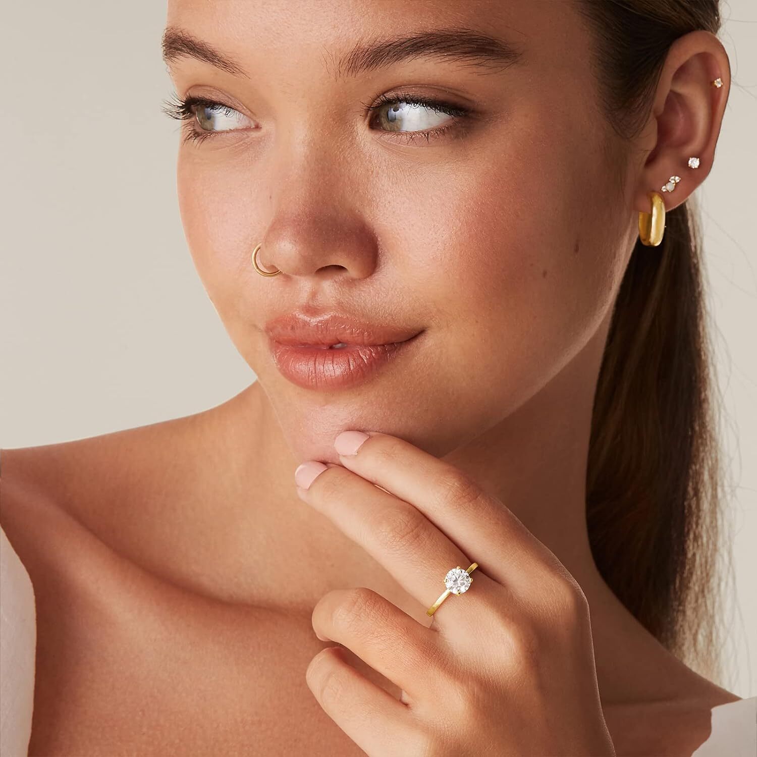 PAVOI 18K sterling silver round cut Solitare 15caratmo issanitewo mensen gagementri ngmo i ssanitewed dingrin ggem s toneenga gementring 5whi t egold 