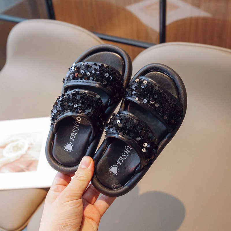 Slipper Girls Sandals 2024 Elegant Princess Slippers Can Be Outdated Summer Fashion New Childrens and Little Girls Fashion Sandals S25326