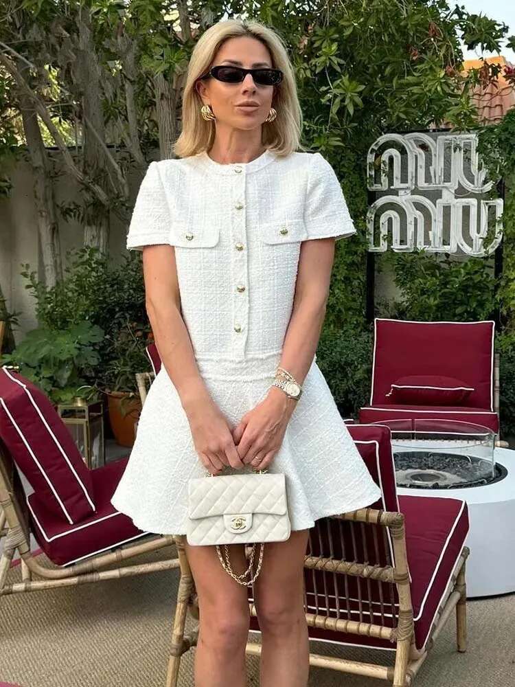 Ladies Short Elegant Fashion Summer New Chic Slim O-Neck Holiday Youth Party Women Street Student Mini Dress Female