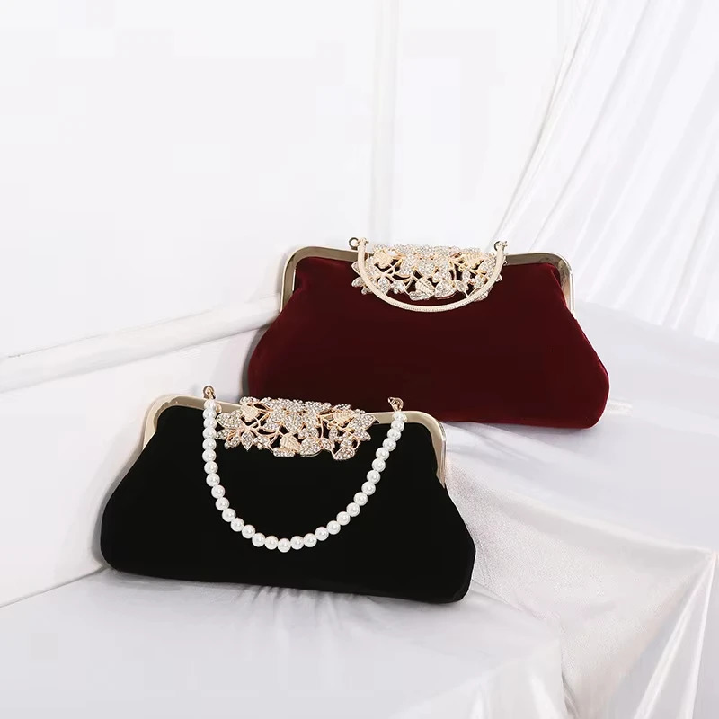 Womens Fashion Handbag Diamond n Exquisite Evening Wallet Dinner Anniversary Wedding Party Long Chain Clutch Bag 250326