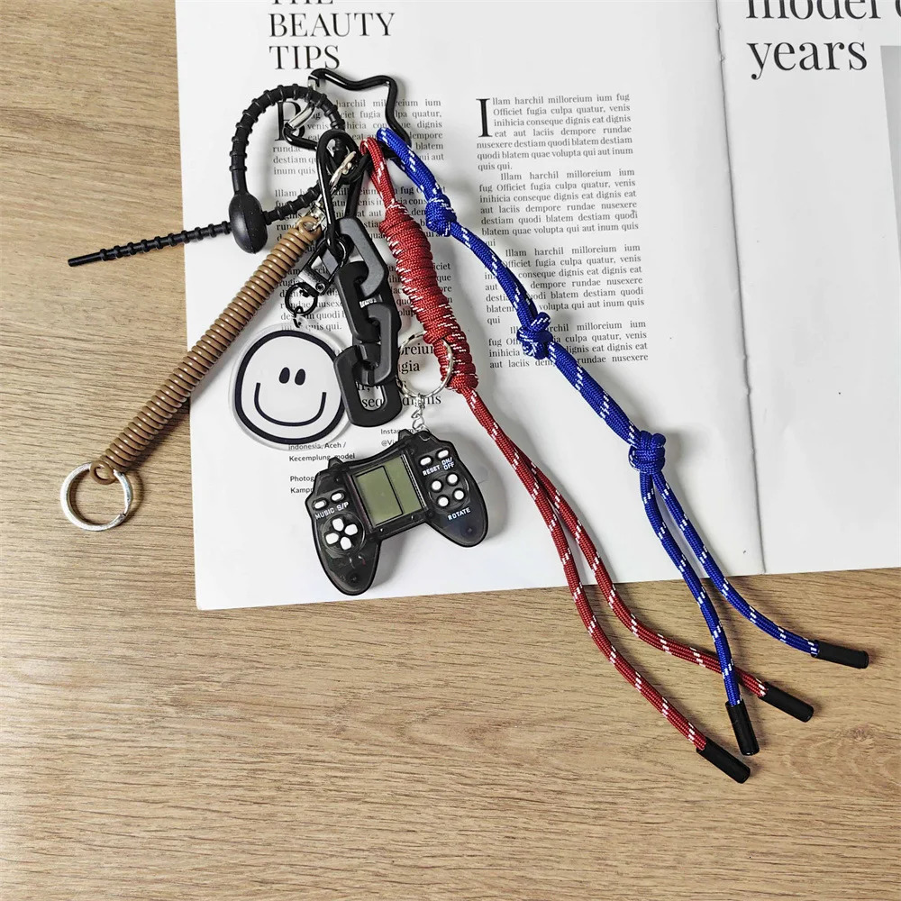 Ins keychain Multi element bag pendant DIY Handmade woven rope game machine decoration250325