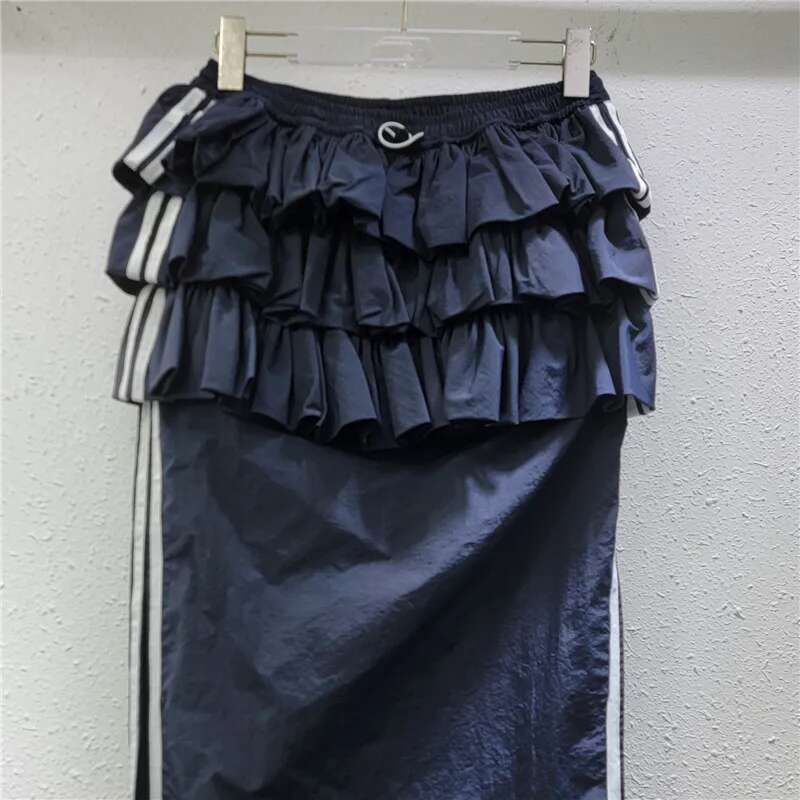Women's 2025 Spring New Temperament Cake Splicing Toog One-Step Medium And Long Skirt