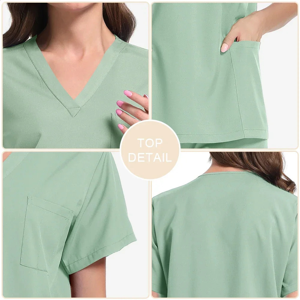 High quality nursing work clothes uniforms Vneck tops jogging pants pet grooming doctor accessories 250326