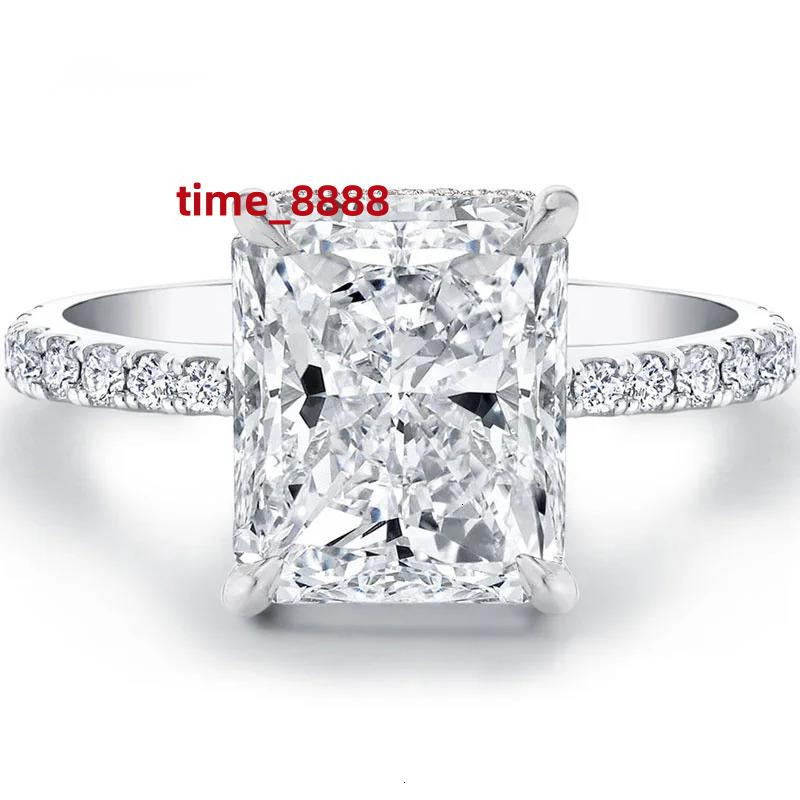 DEZO Moissanite Solitaire Engagement Rings 2/3/4ct Radiant Cut D Color Solid 925 Sterling Silver Women Wedding Jewelry Gifts