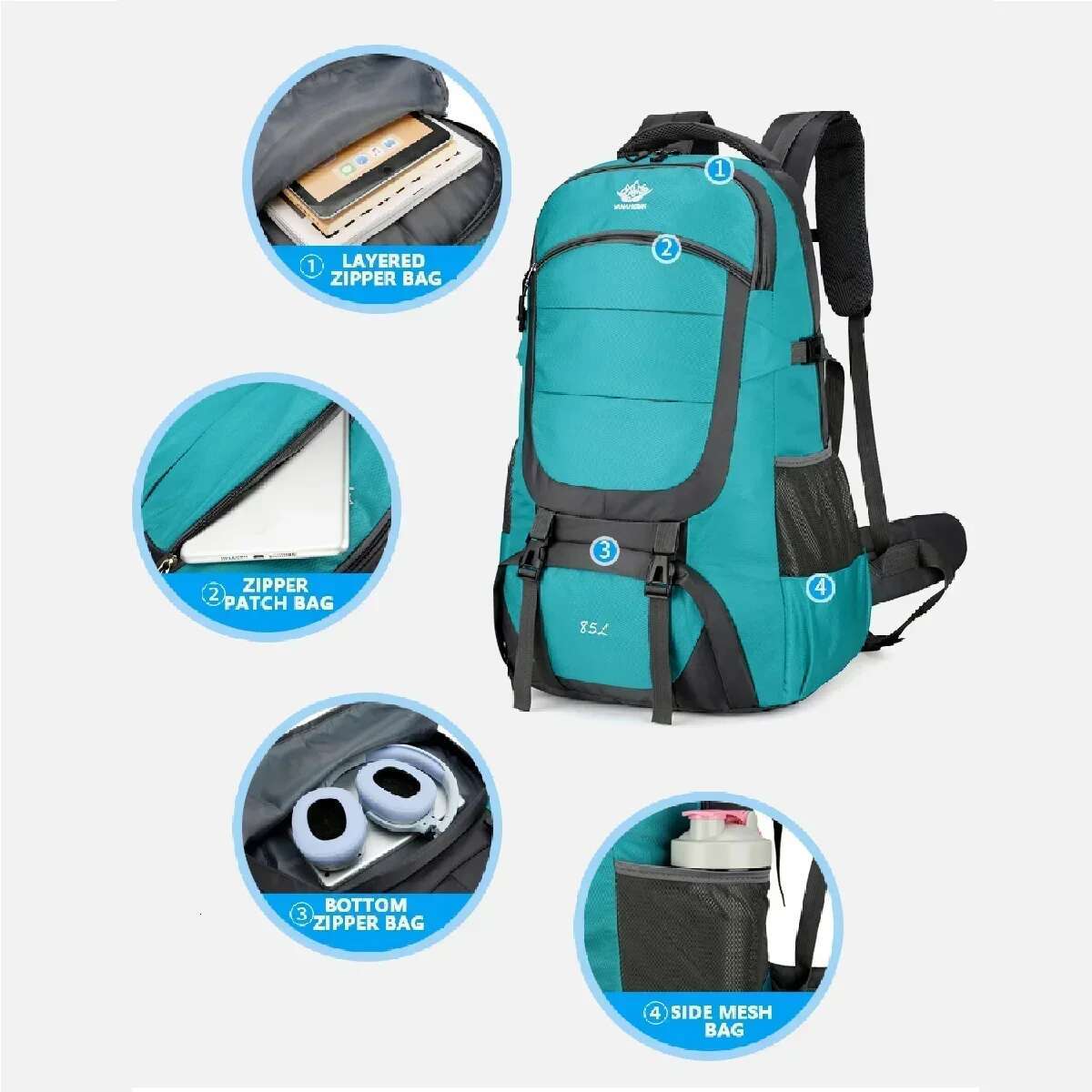 85L Large Capacity Travel Waterproof Hiking Mountaineering Bag, Lightweight And High-Quality Outdoor Backpack