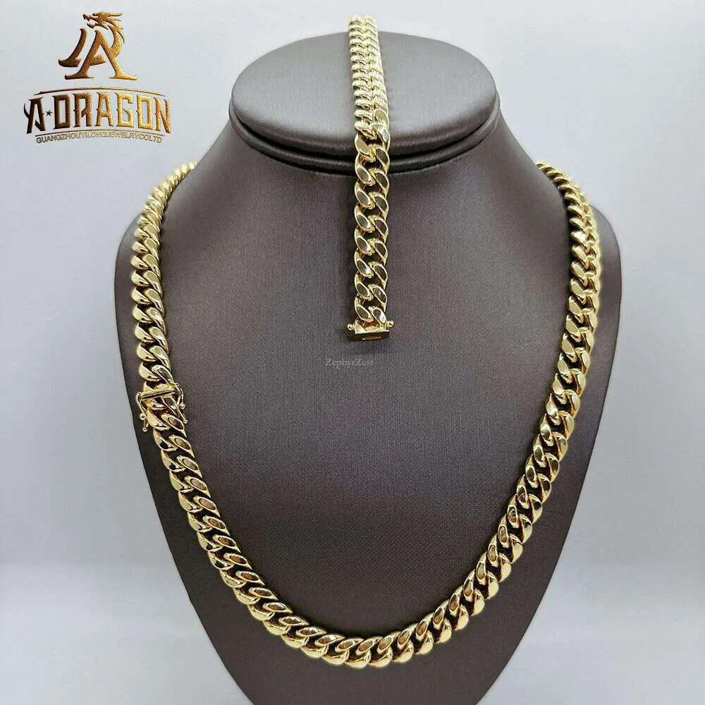 18mm Vvs Moissanite Dia Solid Gold Plated Prong Set Miami Cuban k Chains with Certificate