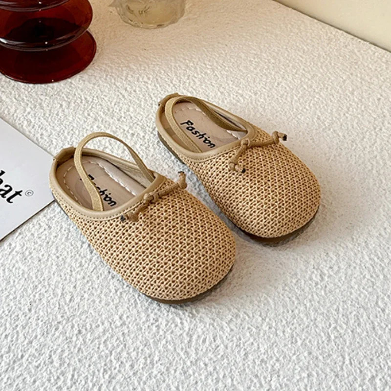 Children Woven Sandals for Girls 2025 Summer Fashion Korean Style Soft Bottom Anti-slippery Versatile Chic Breathable Shoes 250326
