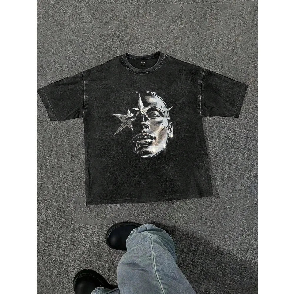 Mens summer casual short sleeved Tshirt star and character printed round neck Harajuku Y2k Pro choose oversized 250318