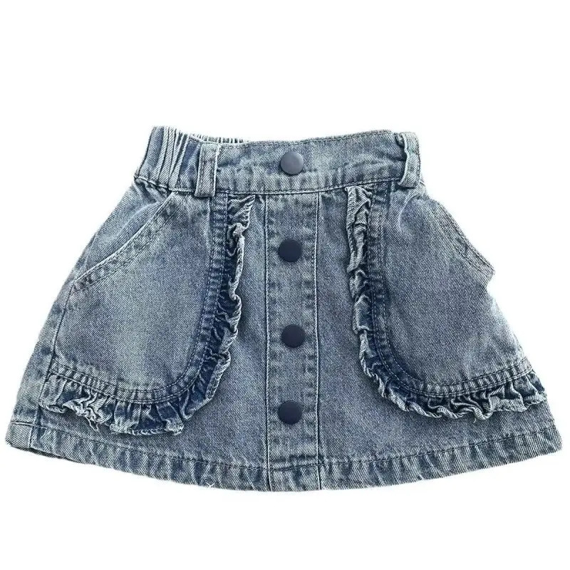 Baby Girl Casual Jean Pleated Skirts Summer Infant Toddler Child Denim Skirt Spring Baby Clothes 2 4 6 7 T 250326