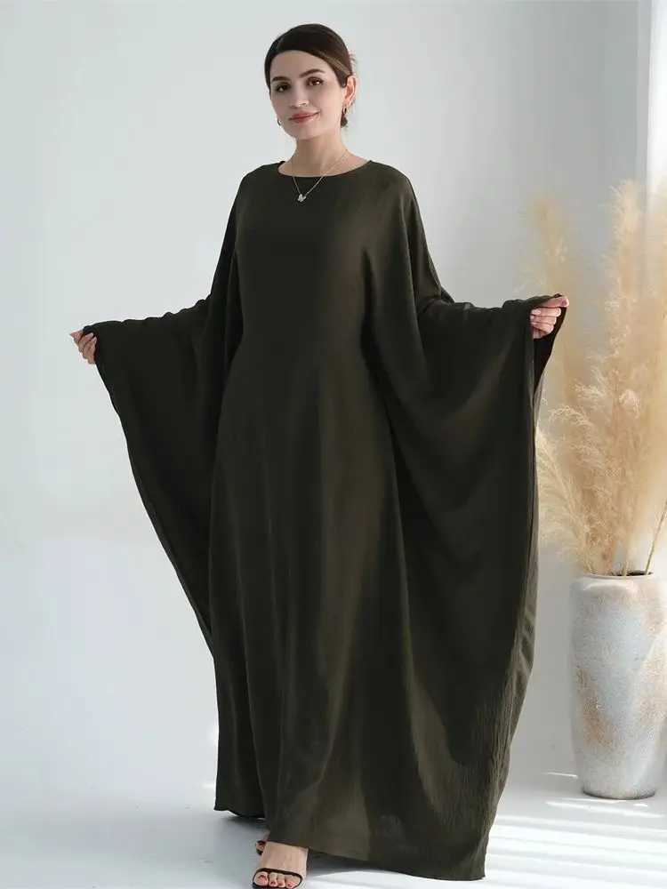 Ramadan Eid Crepe Batwing Butterfly Modest Abaya Dubai Luxury 2024 Muslim Hijabs Kaftan Dress For Women Ka Vestidos X2505141
