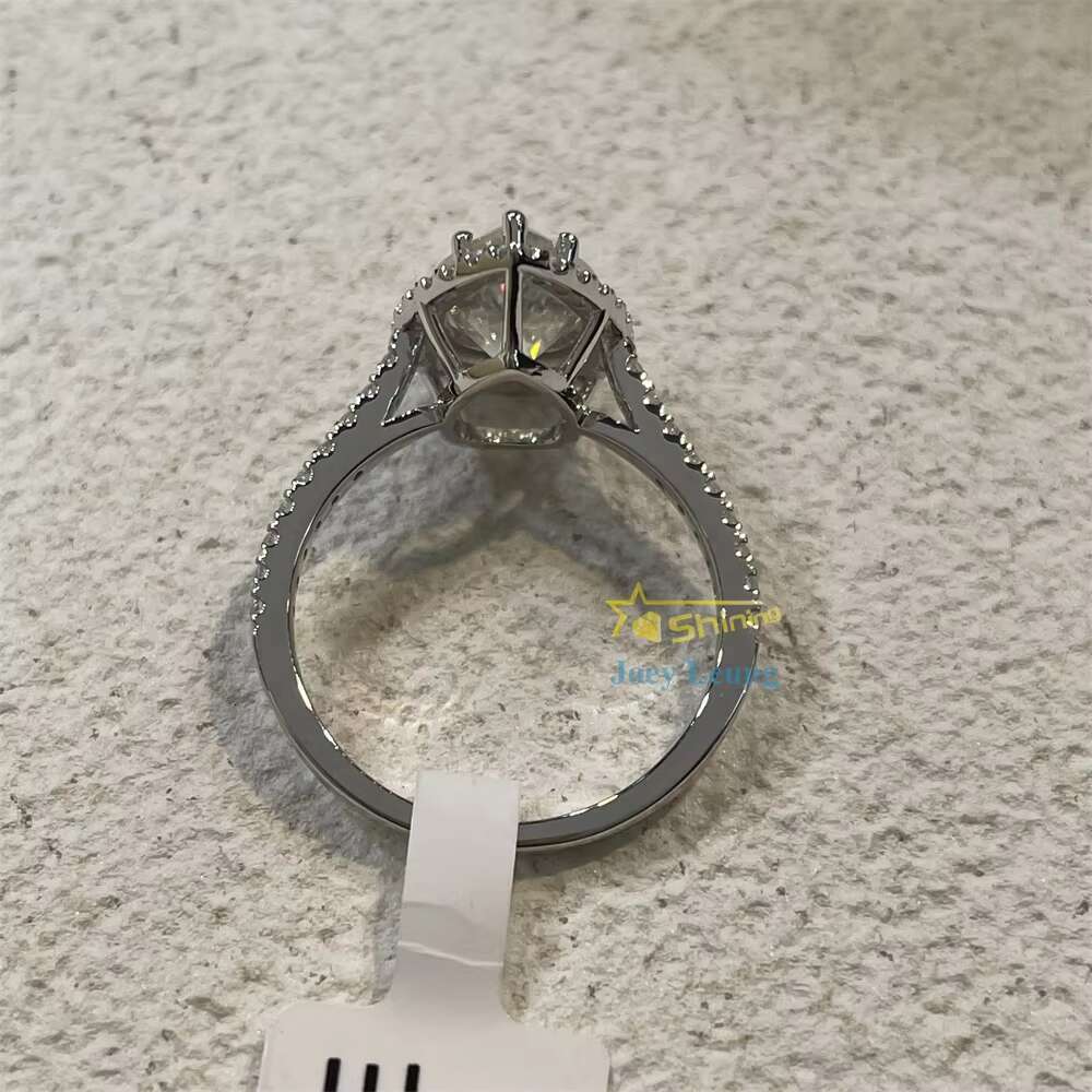 Women Jewelry Trendy Style Wedding Ring Pear Cut Halo 2CT S925/10K Solid Gold Moissanite Ring Engagement