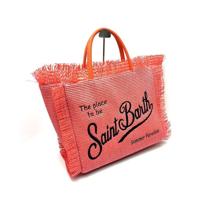 2024 New Women's High-Capacity Beach Tourism Straw Mat Handmade Tassel Handbag Tote Bag