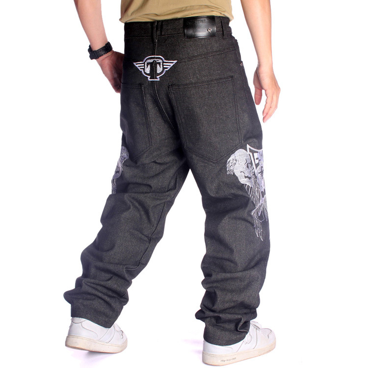 HIPHOP Street dance jeans tide men embroidery skull Street motorcycle jeans Hip Hop Skateboard Men's Jeans Definitely disco dance pants