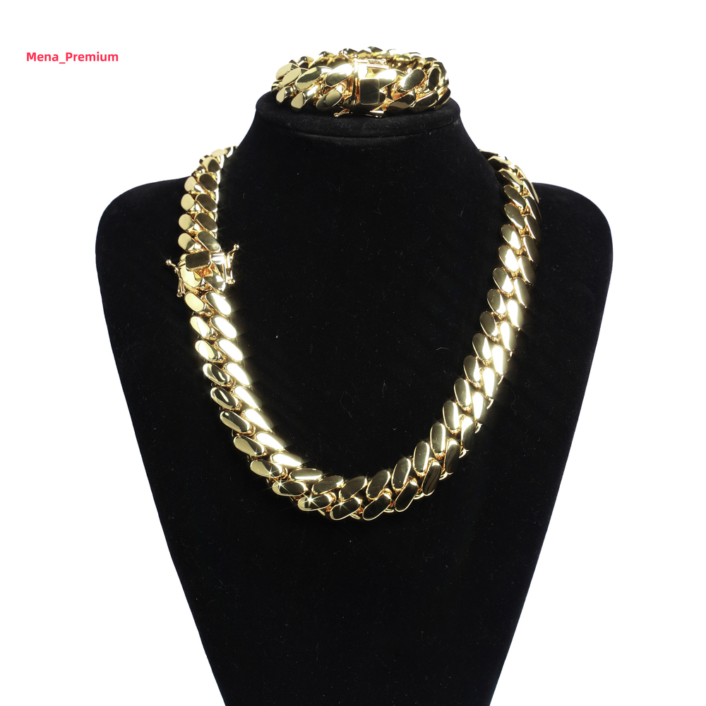 Wholesale Hiphop Miami Cuban Chain Men Necklace 10k 14k Gold Cuban Link Chain Fashion Jewelry Necklaces