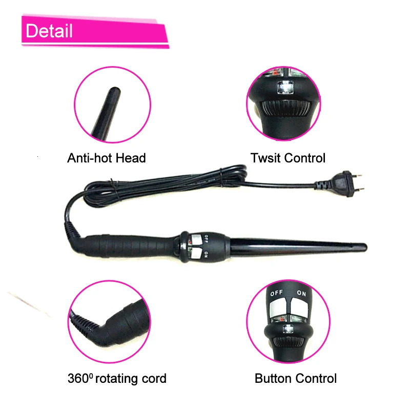 curlers conical curling iron single tube ceramic glaze pear flower cone electric hair curly hair 110-240 - v 250324