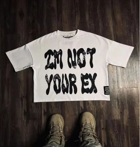 2024 summer streetwear letter printed Tshirt short y2k Harajuku grunge punk high street loose chic couple casual 250318