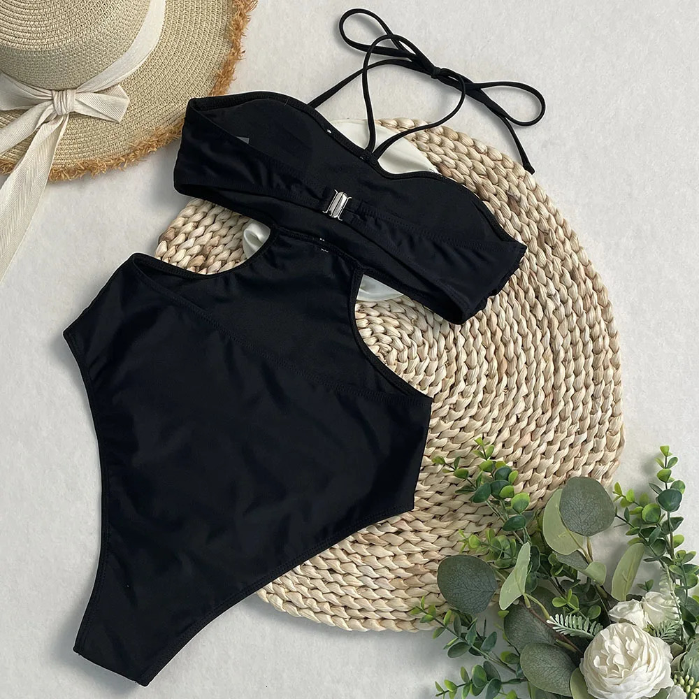 Serenechic 2025 Summer Womens Floral Monokini Swimsuit Sexy Rings Neck Adjustable Tie Beach Wear Vacation 250321