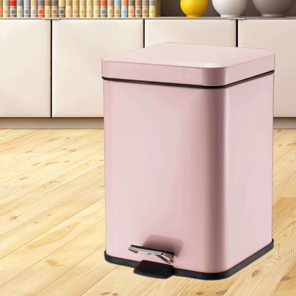 Home Bathroom Household Cleaning Tools Accessories Stainless Steel Square Foot Pedal Trash Can Waste Bin
