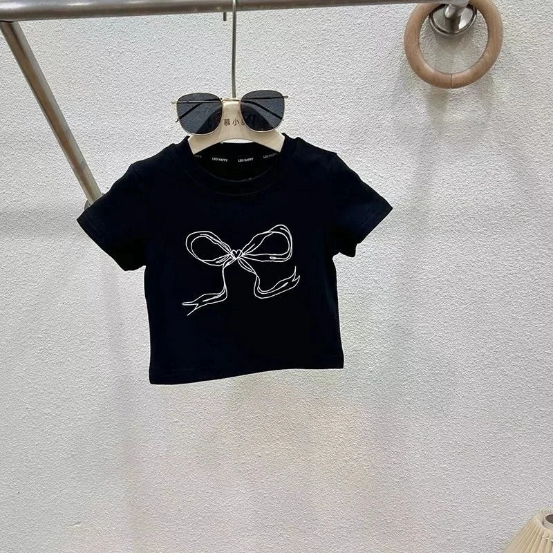 Childrens Clothing Sets Girls Bow Top Suit Kids Short-Sleeved T-Shirt Jeans 2 Pieces Summer Sweet Fashion Outfit 3-10 Years 250326