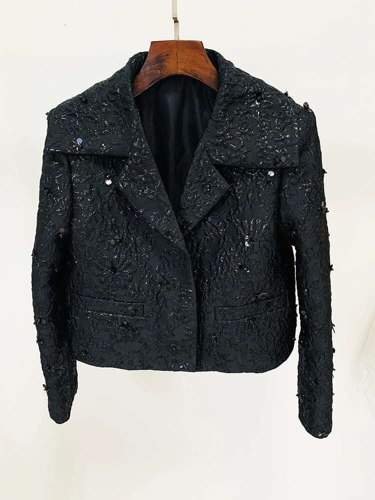 HIGH STREET Newest 2024 Runway Designer Women's Beaded ral Jacquard Trimmed Jacket