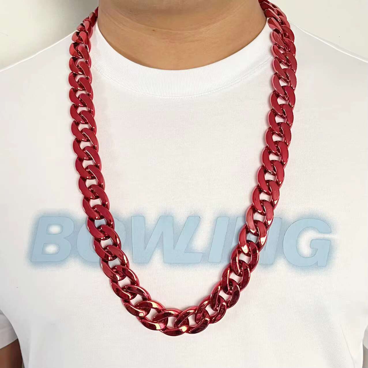 1pcs Mens Golden-Tone Hip Hop Cuban Link Chain Necklace Plastic Fashion Statement Piece for Everyday Special Occasions