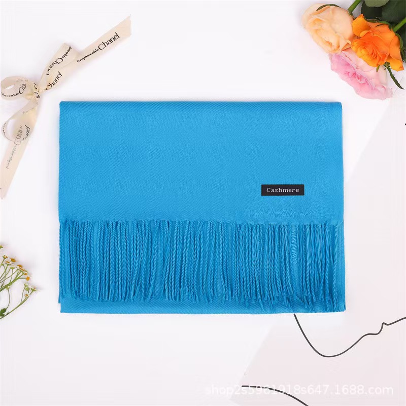 K240 Cross-border solid color imitation cashmere scarf for women monochrome versatile thick warm shawl neck scarf high-end sense scarf