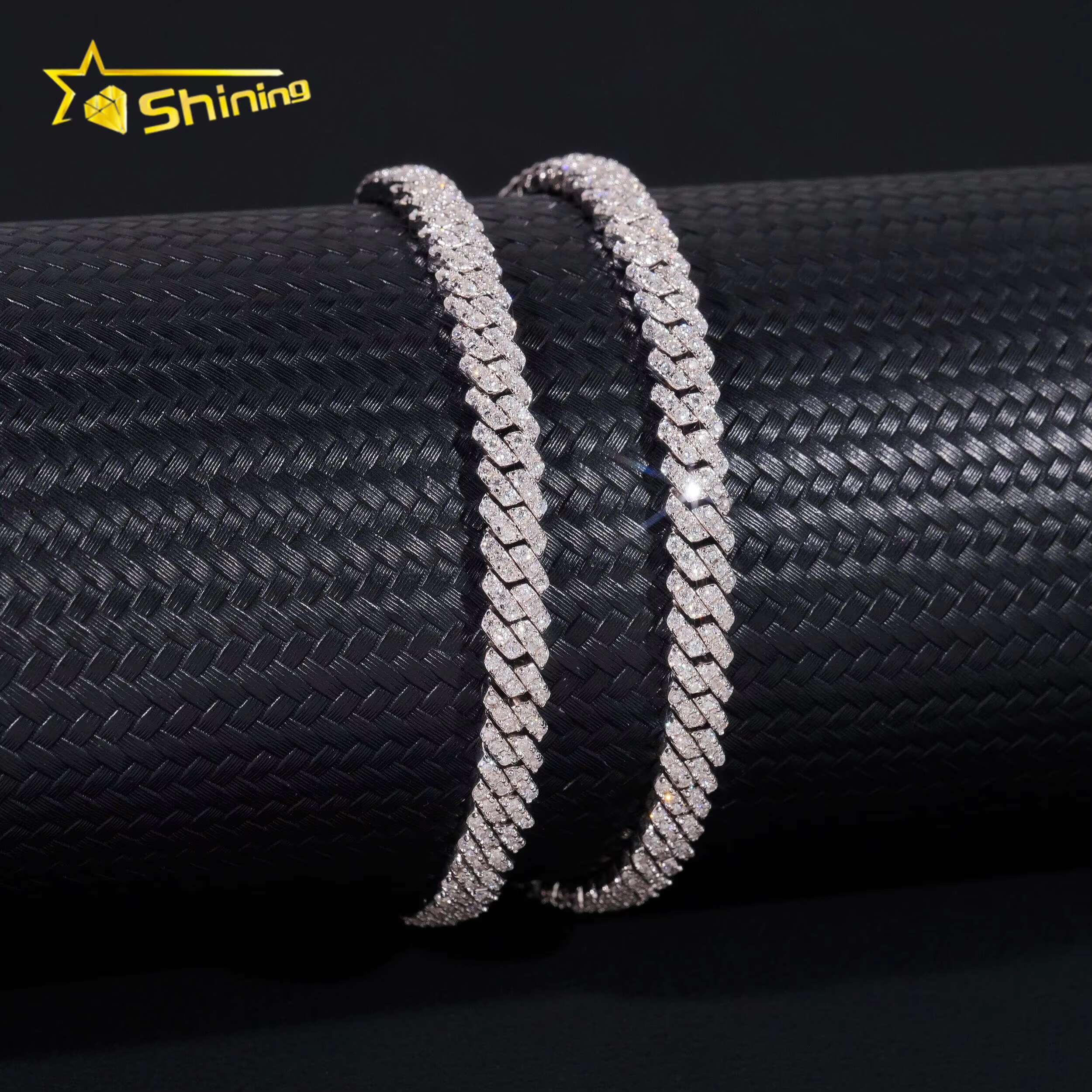 New Style 925 Sterling Silver 5MM VVS Moissanite Diamond Cuban Link Chain Gra Certified Hip Hop Jewelry Iced Out Link Chain Men