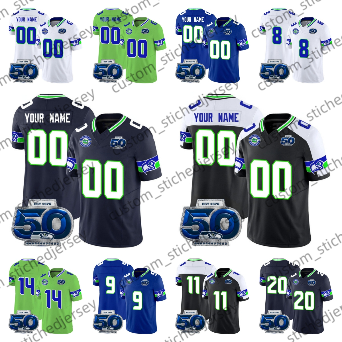 Kupp Smith-Njigba Mens Jersey Sam Darnold Jaxon Cooper 2025 Football Jersey Devon Ernest Jones IV Tariq Woolen Kenneth Walker III Marshawn Lynch Bobby Wagner