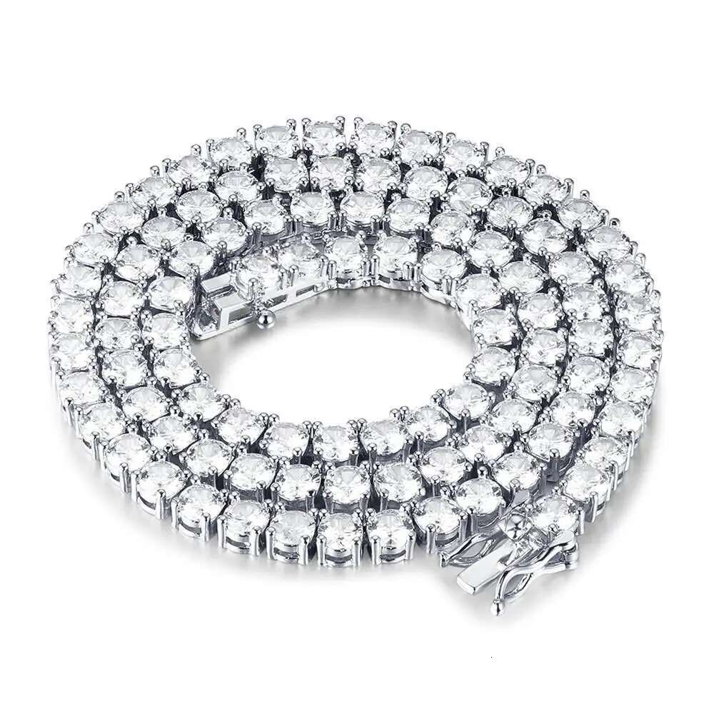 Fine Jewelry 3mm 4mm 5mm 925 Sterling Silver Vvs Moissanite Tennis Chain Iced Out Diamond Tennis Chain Necklace For Men Women
