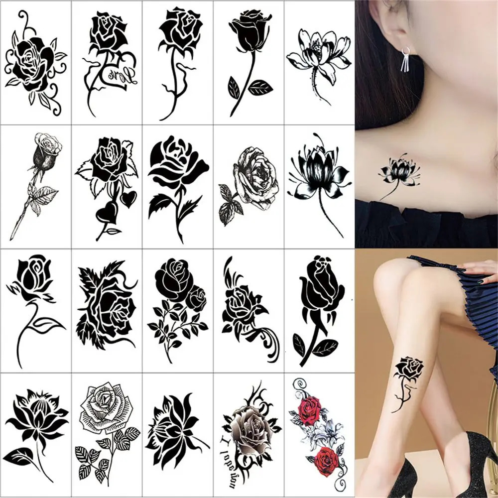 10203050Pcs Waterproof Temporary Tattoo Sticker Removable Body Art Butterfly Flower Women Men Fashion Stickers 250325