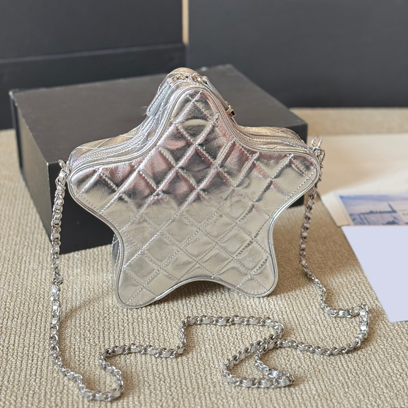 22x20cm Girl Desiger Lambskin Star Makeup Box Bag Womens Matelasse Chain Crossbody Shoulder Bag Real Leather Diamond Lattice Quilted Luxe Handbag Crad Holder Purse