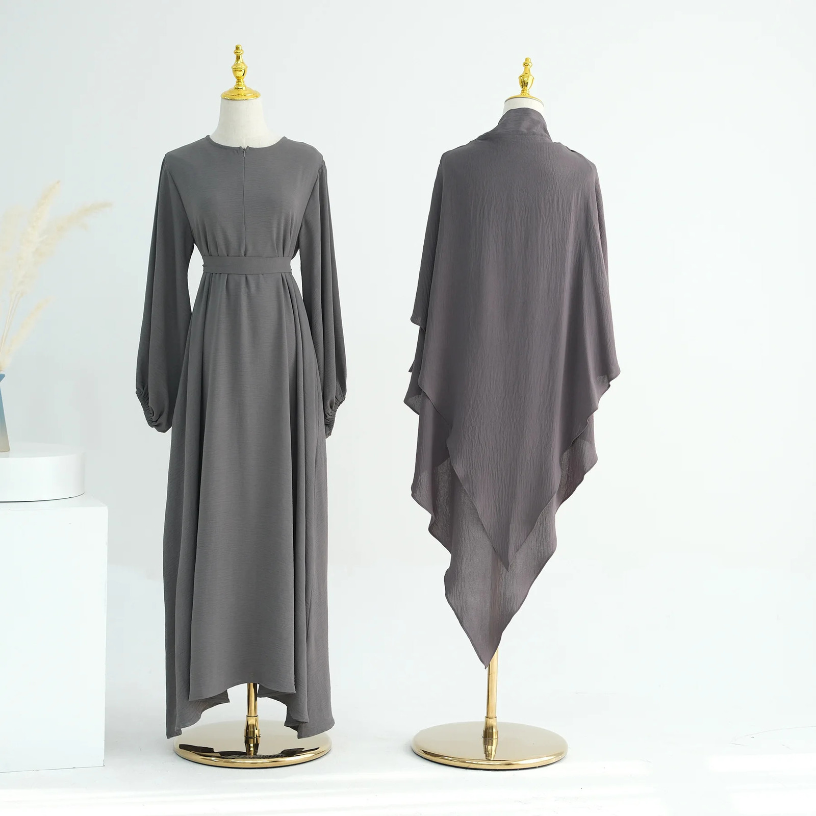 Eid al Fitr Muslim Dress and Khimar Set 2piece Womens Party Abaya Morocco Ramadan Lace Kaftan Islamic Dubai Arab Long Robe 250326