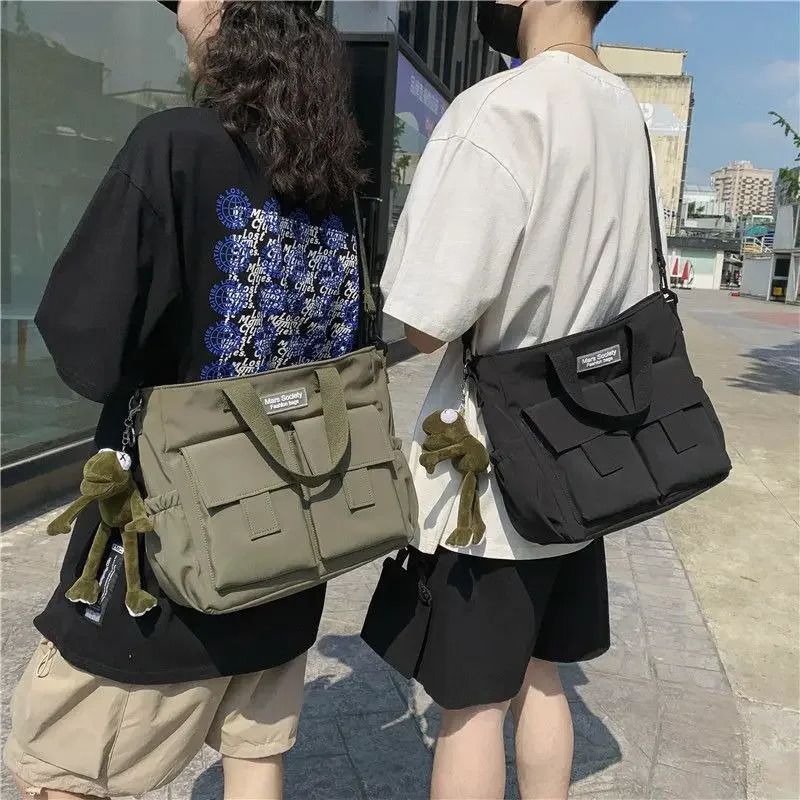 Waterproof shoulder bag womens multi pocket nylon messenger prefabricated canvas handbag 250326