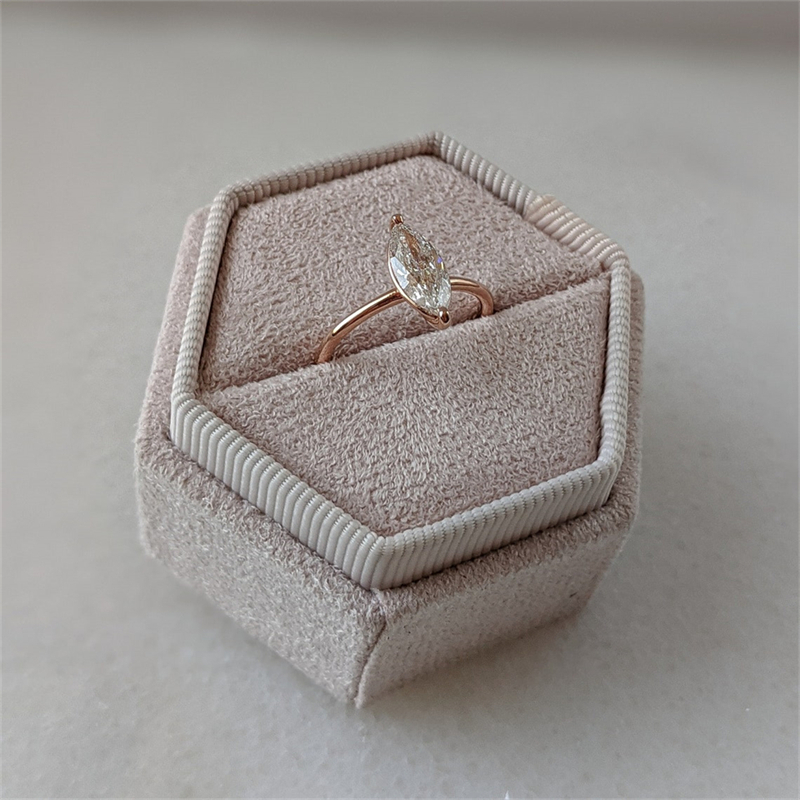 Jewelry 14K Rose Gold 1.0 Carat Marquise Solitaire Simple Style Engagement Ring For Women E VS1 IGI Certificate Lab Diamond Gold Ring