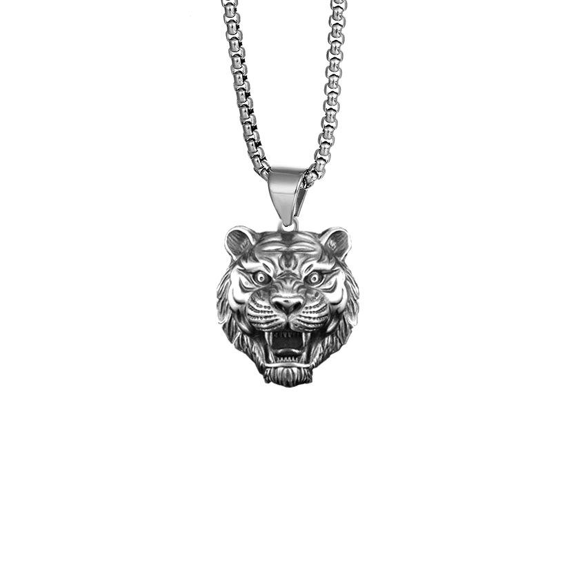 60cm Hip hop style tiger pendant necklace China-Chic Chinese zodiac tiger head design