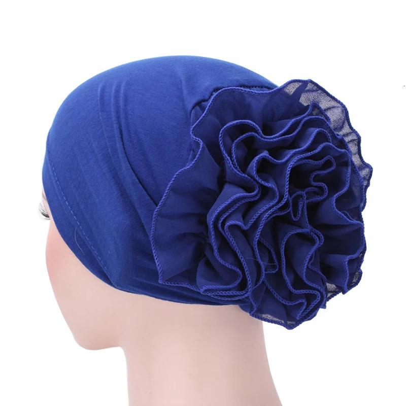 1 piece of womens floral hair with hat turbo hair accessories elastic cloth chemical bean womens Muslim solid hair shedding scarf and hat 250322