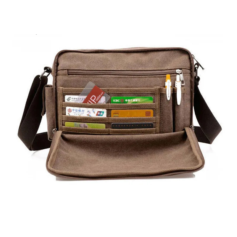 High quality multifunctional canvas travel bag mens messenger cross luxurious retro style briefcase 250326
