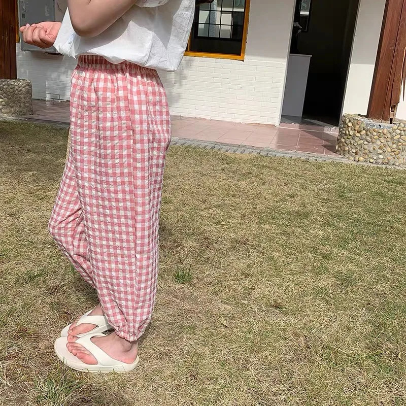 Spring and summer mosquito proof pants baby thin loose pure cotton plain worn as childrens fashionable sports casual 250325