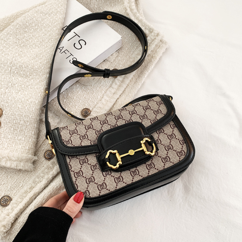 design bag new Fashion retro printed small square bag, saddle bag all-match shoulder crossbody bag trendy