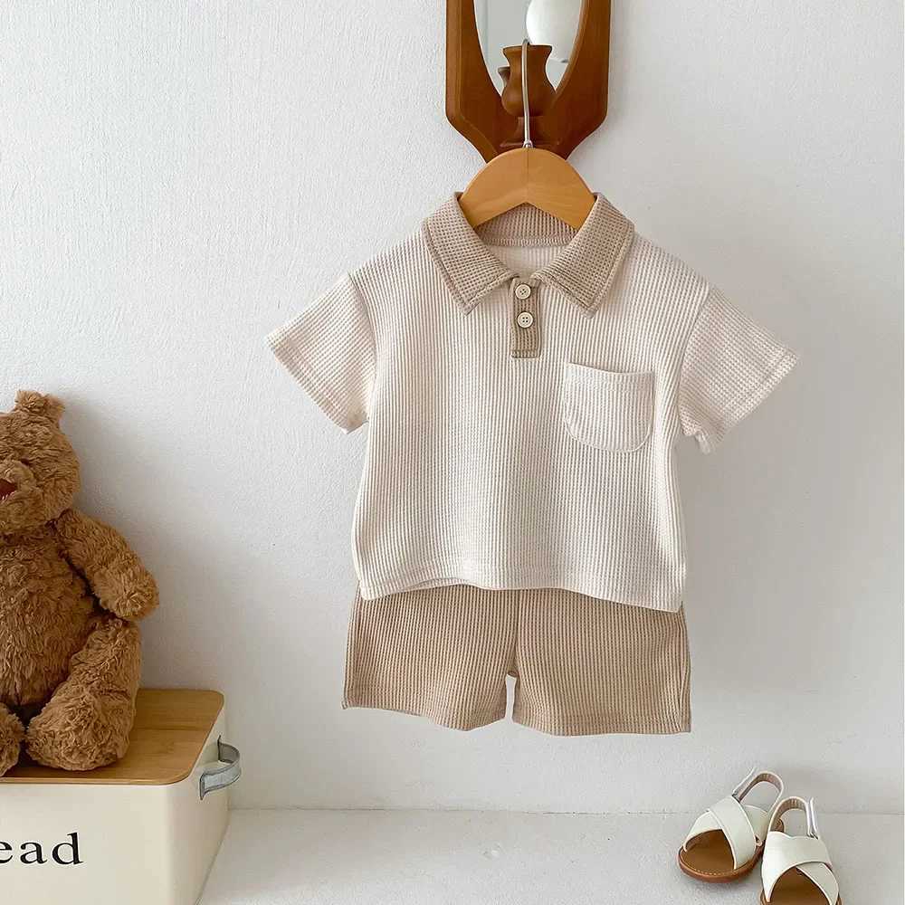 Summer baby clothing set collar T-shirt and shorts 2 pieces suitable for boys and toddlers sportswear setT250327
