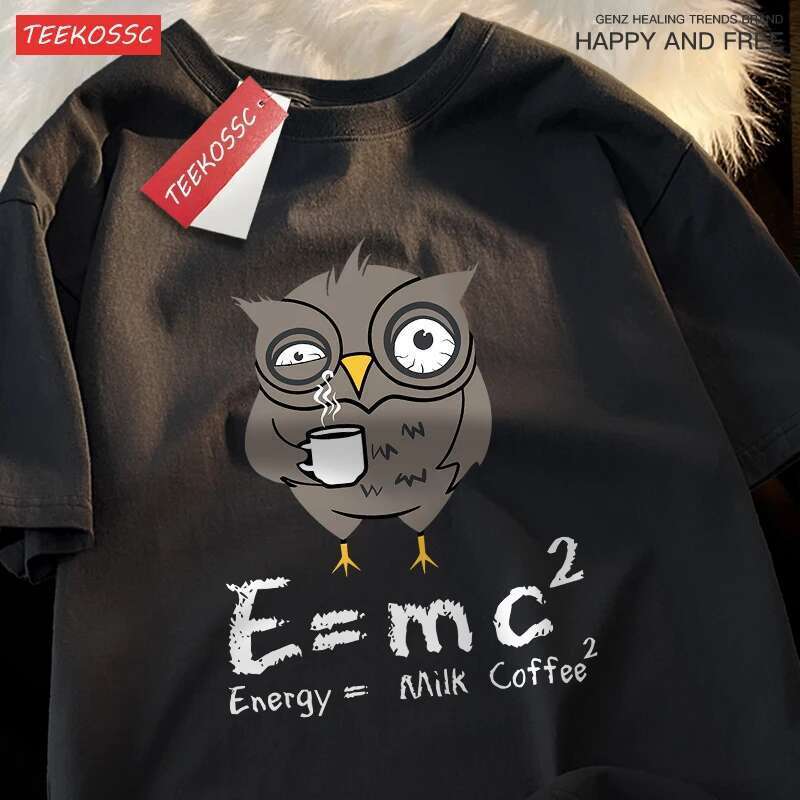 Men s oversized cotton T shirt fun formula print patterned couple clothing streetwear energy milk coffee