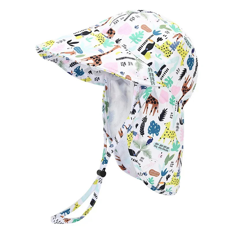 Panama Summer bucket Hat for Boys Girls Cartoon Breathable Mesh Childrens Beach Shawl Sun Hat Kids UV Protection Cap 250326